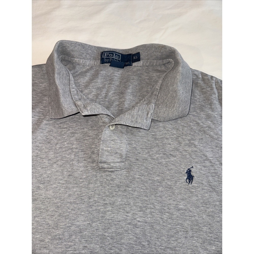Polo Ralph Lauren Mens XL‎ Classic Fit Gray Polo Shirt Navy Pony Logo